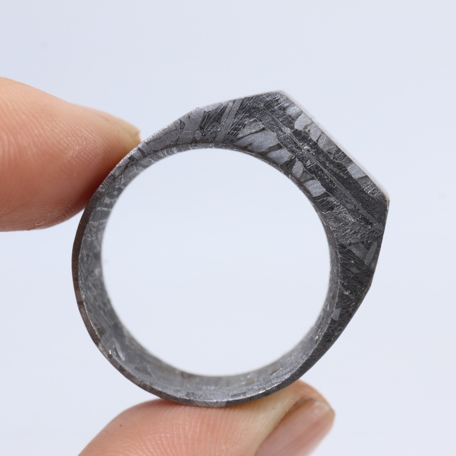 Meteorite ring (US 12 ) Natural Meteorite Carving Ring Unmatched Ring AB638