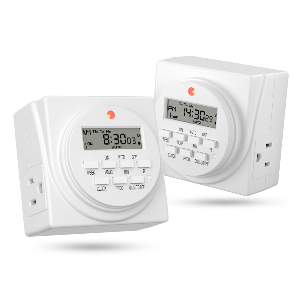 BN-LINK Indoor Digital Timer Outlet, Dual Outlet 7 Day Programmable Light Switch