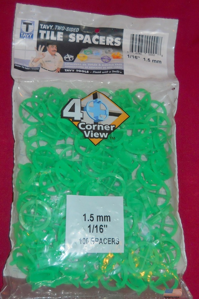 NEW TAVY Two Sided Tile Spacers 1/16" Easy Install Easy Removal Sealed 100pc