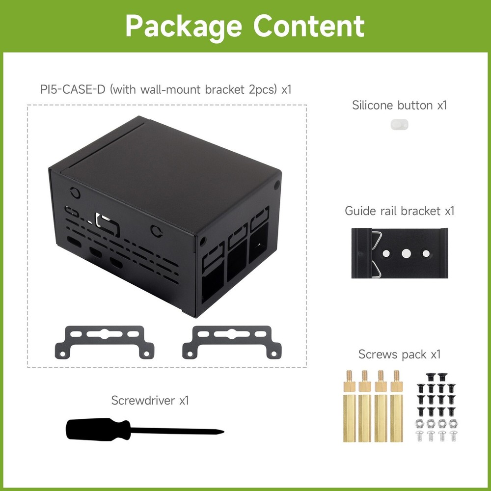Waveshare Industrial Grade Metal Case D for Raspberry Pi 5 Larger Internal Space