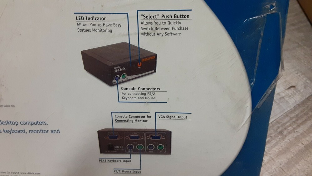D-Link 2 Port KVM Switch Multi Computer Management (Unopened Sealed Factory New)