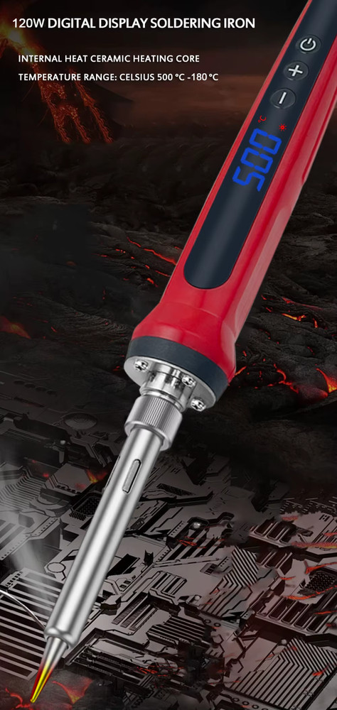 120W LCD Soldering Iron Adjustable Temperature US Plug High Power Ceramic