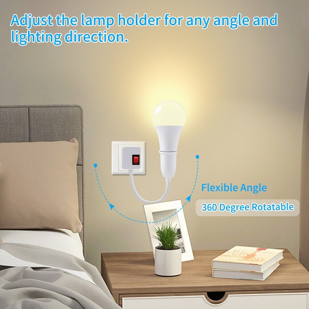 1/2/3 Pack E26 E27 LED Light Bulb Lamp Holder Flexible Extension Adapter Socket