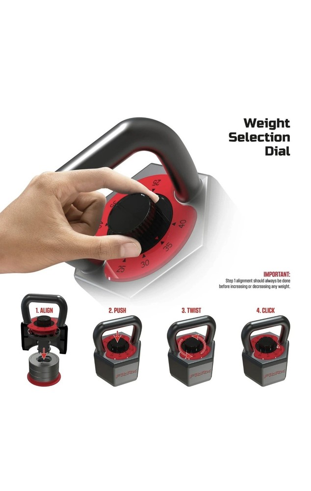 FitRx 25 lbs SmartStack Wide handle Adjustable Kettlebell, 40 lbs, Black