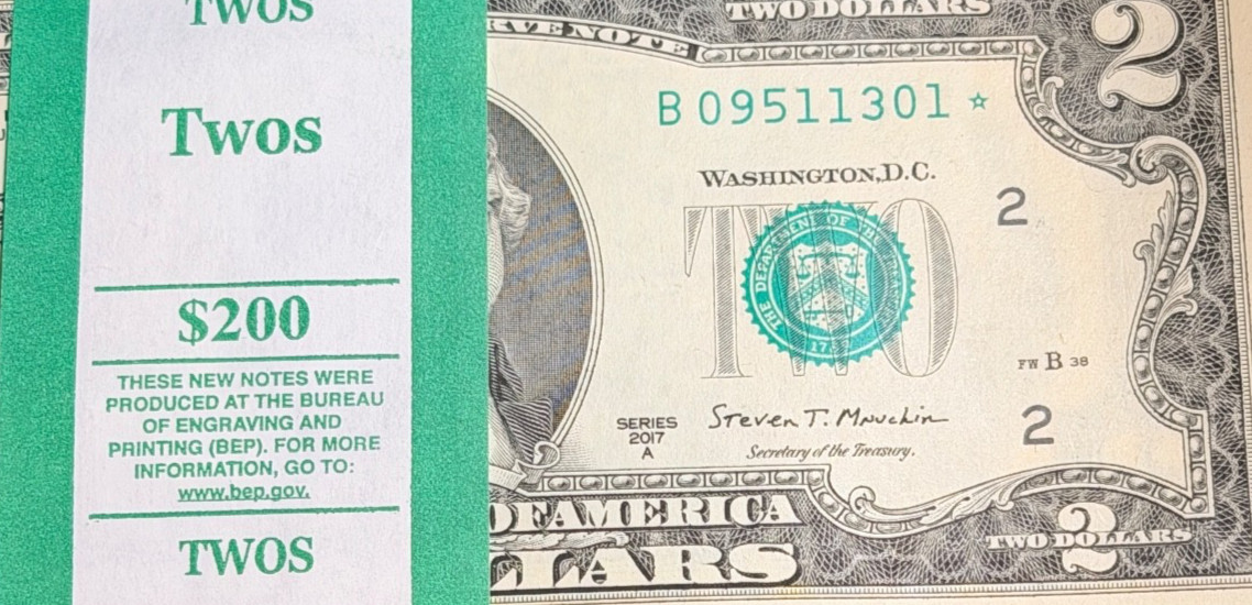 2017A Two Dollar Star Note Lot of 1 Note New York Star Note Total Print 3.392