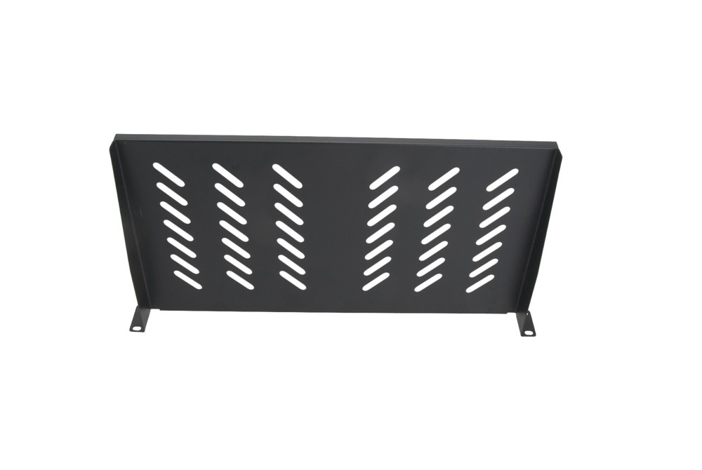 1U 19" 4 Post Fixed Vented Server Shelf, Adjustable Rack Mount 17in - 33in Black
