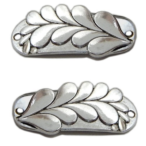 LINK CONNECTOR 35mm LEAF BAR TIBETAN SILVER LARGE 6pc