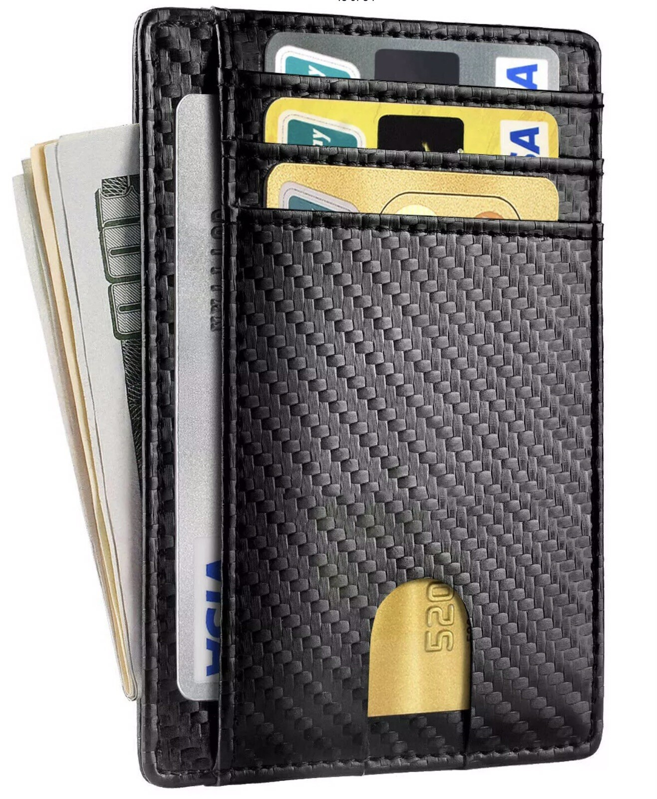 Front Pocket Minimalist Carbon Fiber Slim Wallet RFID Blocking Credit Card