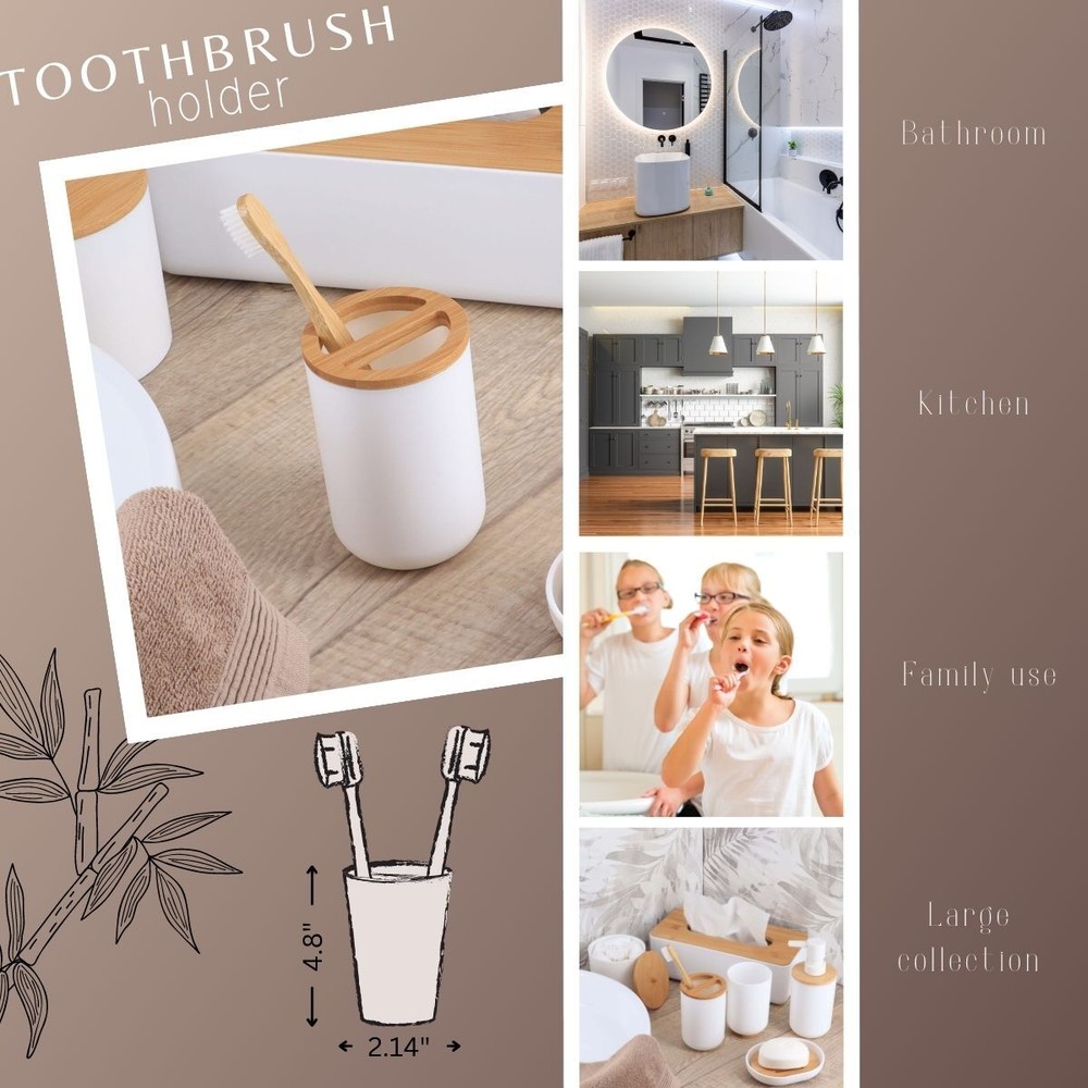 Toothpaste and Toothbrush Holder Padang with Bamboo Top