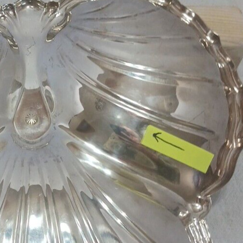 Vintage Silverplate Triple Clamshell Serving Dish with Taper Candle Holder