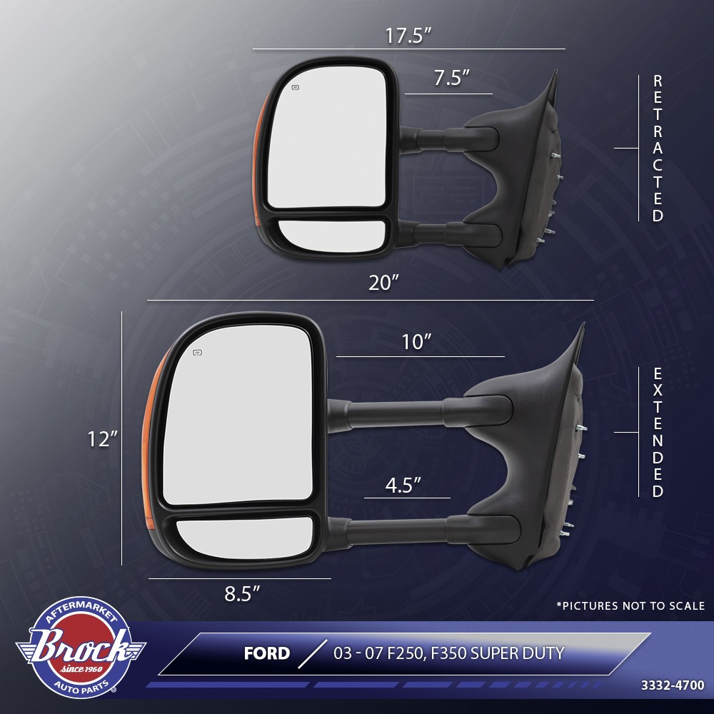 Power Towing Mirror For 2003-2005 Excursion Extendable Dual Arms-Double Swing