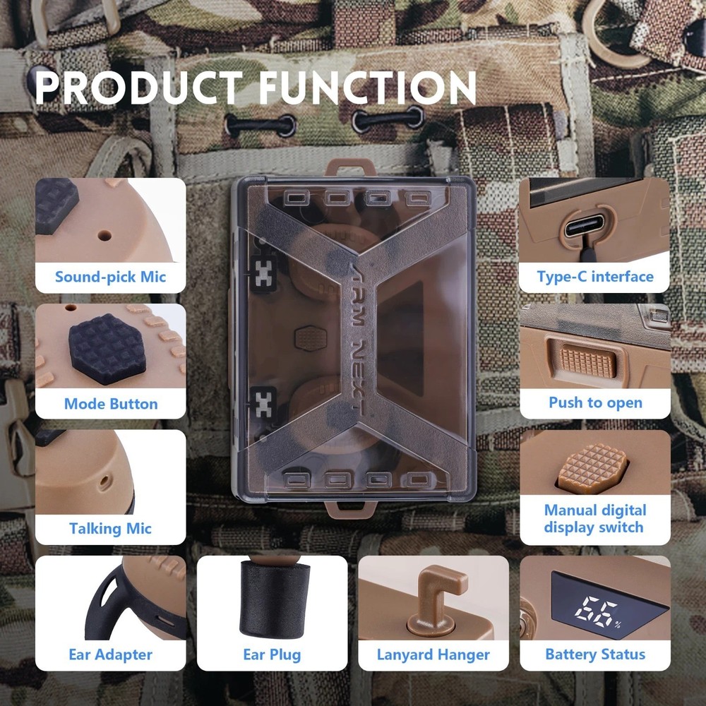 ARM NEXT E30 Bluetooth tactical earbuds for shooting training electronic hearing