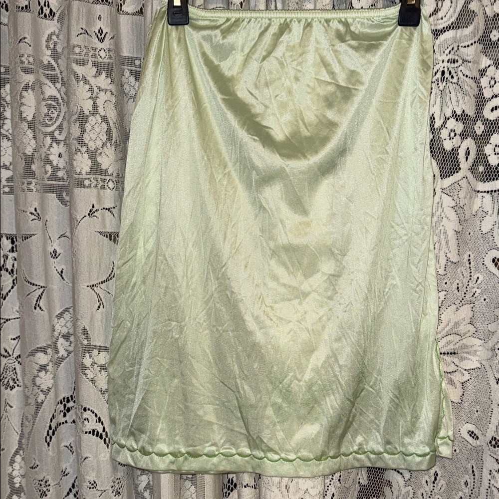 Vintage green embroidered half slip