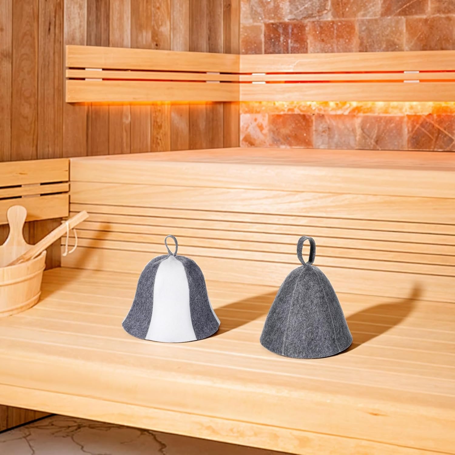 2PCS Wool Sauna Hats Banya Caps Unisex Steam Room White Grey