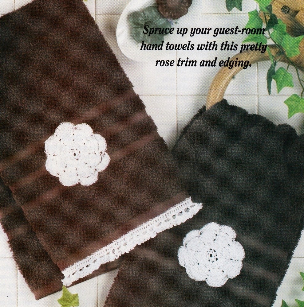 PRETTY Rose Towel Trim & Edging/Decor/Crochet Pattern INSTRUCTIONS ONLY