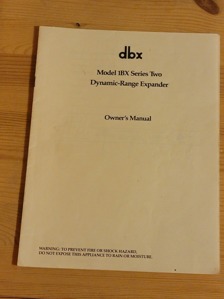 DBX Model 1BX Series Two Dynamic Range Expander - Original Owner's Manual