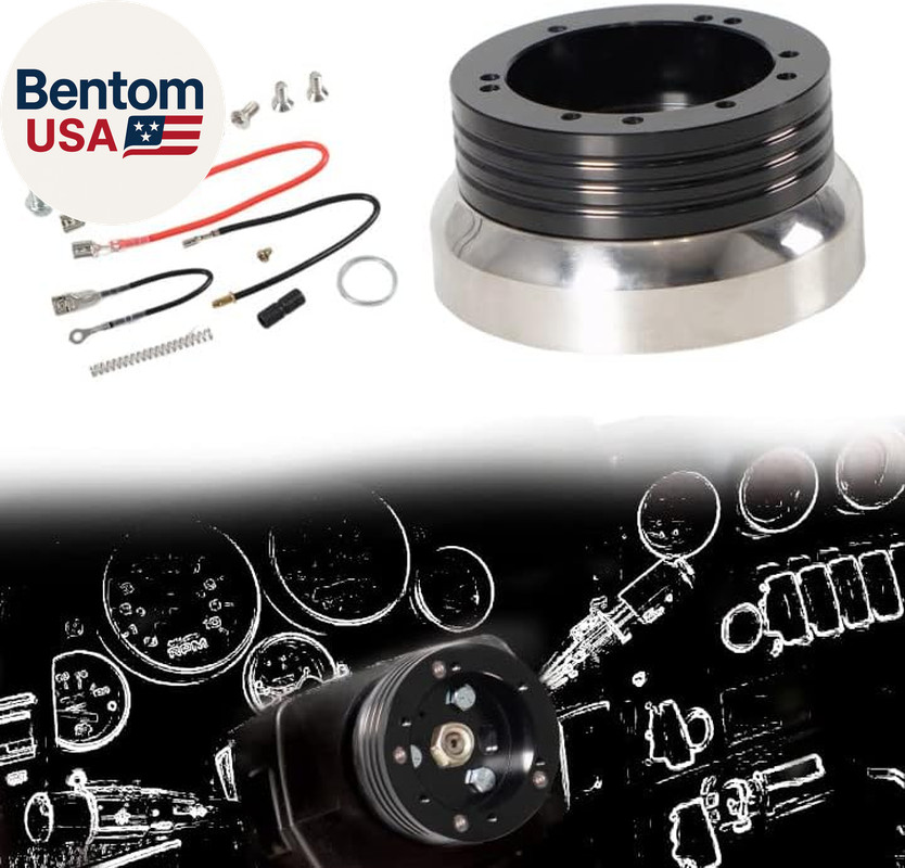 5 & 6 Hole Billet Steering Wheel Hub Adapter Black