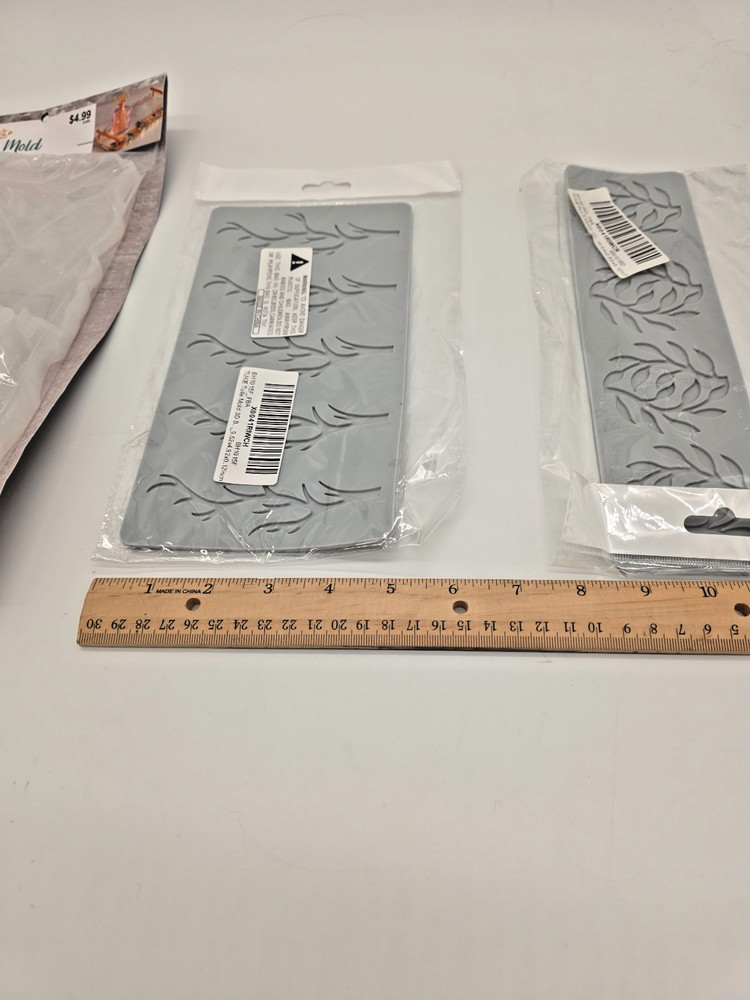 3pc Silicone Mold Set Tray & Leaf Texture Resin Clay Epoxy