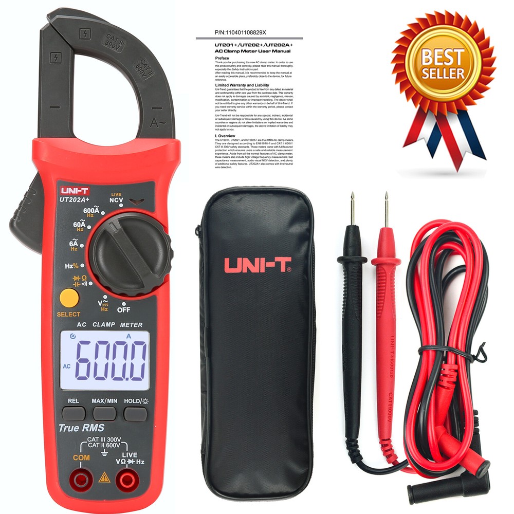 UNI-T UT202A + Digital Pliers Meter, NCV, True RMS, Continuity Test