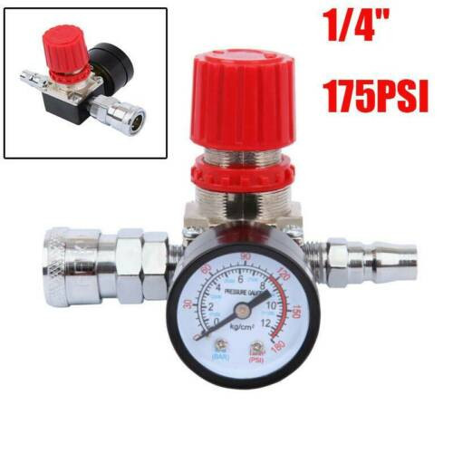 1/4" Air Pressure Regulator For Air Compressor System 175PSI Pressure Gauge