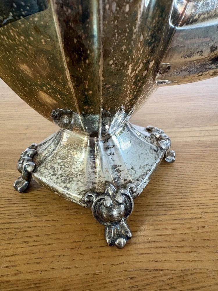 Vtg Goldfeder Silver Plate Serving Kettle Pot Footed Art Deco