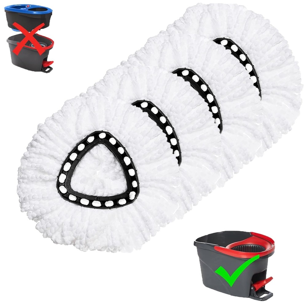 4 Pack Mop Replacement Heads for O-Ceda EasyWrin Spin Mop, Microfiber Spin Mo...