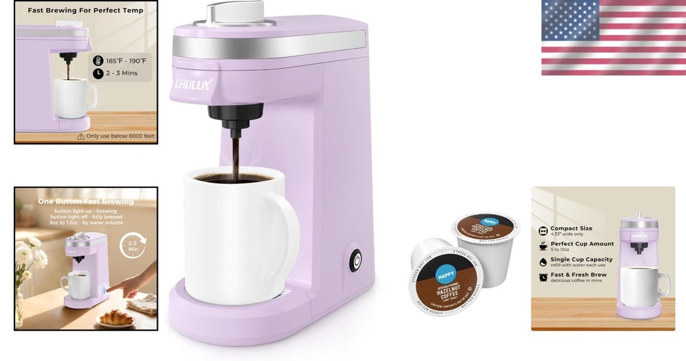 Mini Coffee Maker for K Capsule, Single Serve Coffee Maker for One Cup Americano