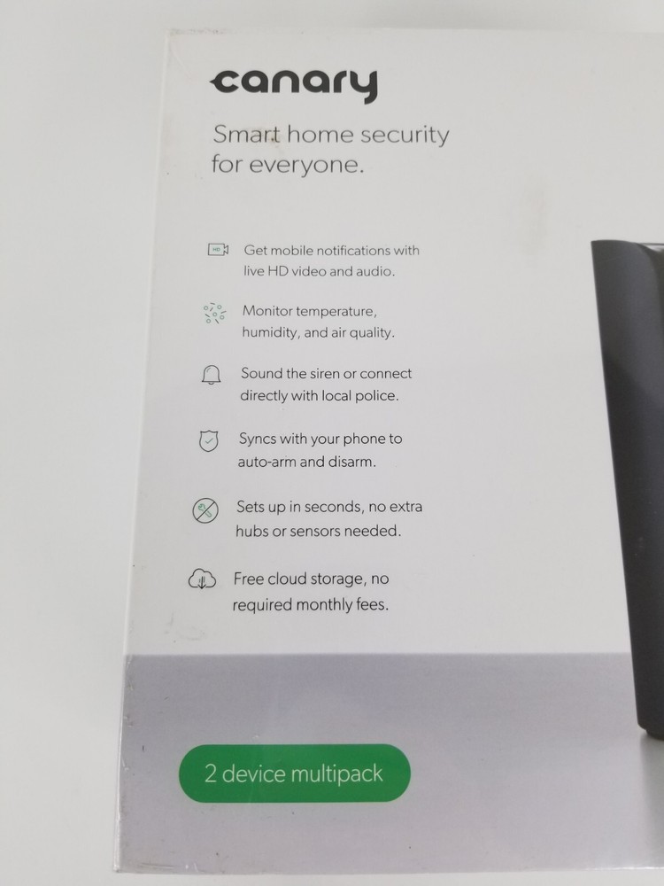Canary Smart Home Security Cameras 2-Pack Multipack Black HD Wi-Fi