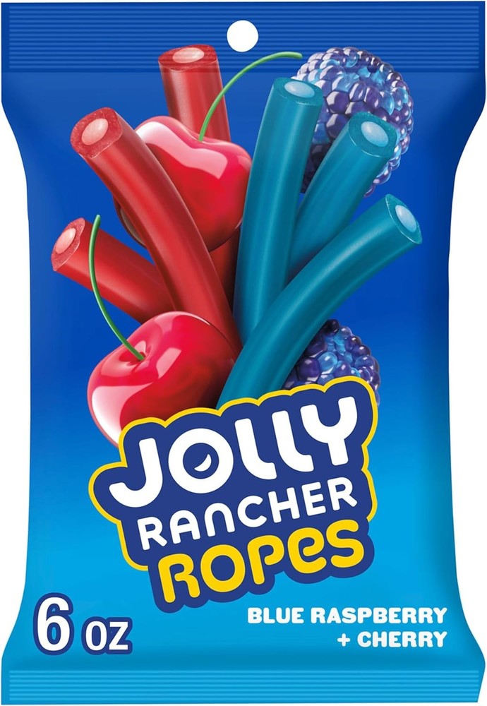 J RANCHER Ropes Blue Raspberry and Cherry Flavored Candy Bag