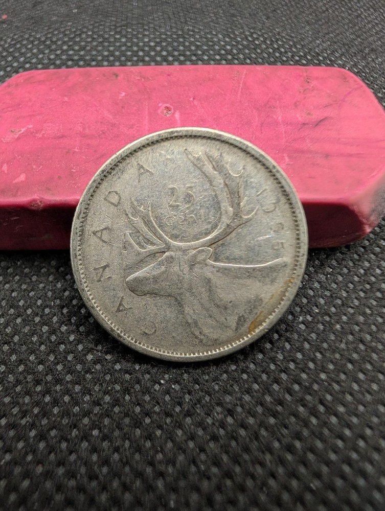 CANADA 1955  80% SILVER 25 CENTS