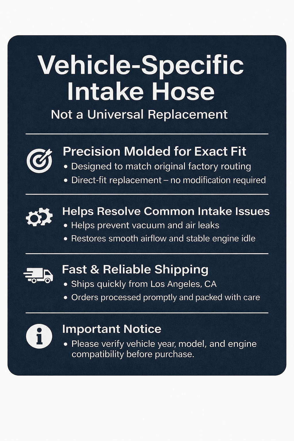 Toyota Tacoma Air Intake Hose 2000-2004 2.4L 2.7L 3.4L OEM 17881-62170