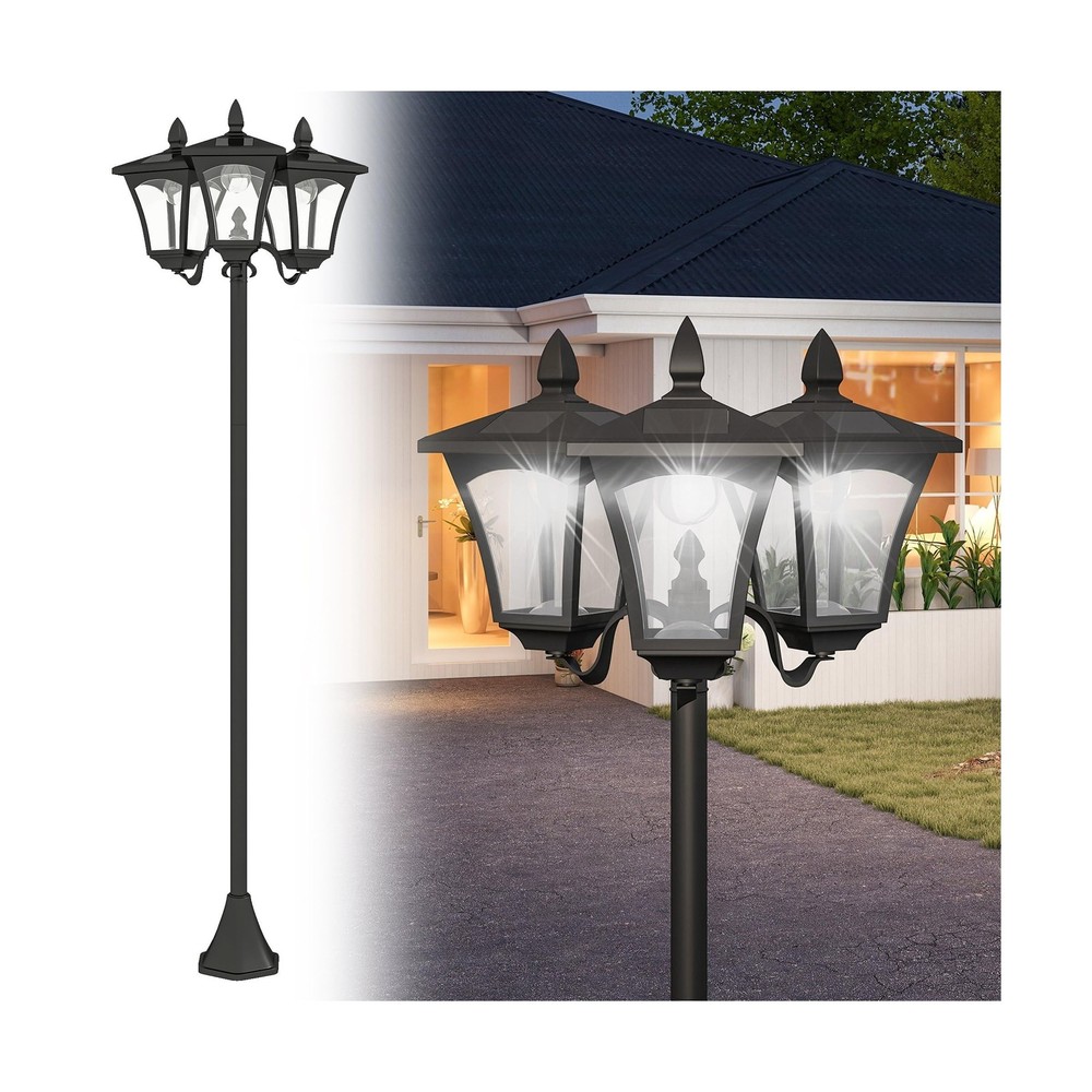 Outsunny 72" Solar Lamp Post Light, Triple-Head Solar Post Light Outdoor, All...