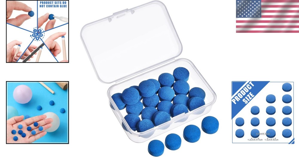 Complete 20 Pcs Billiard Cue Tips Set with Storage Box for Precise Snooker Shots
