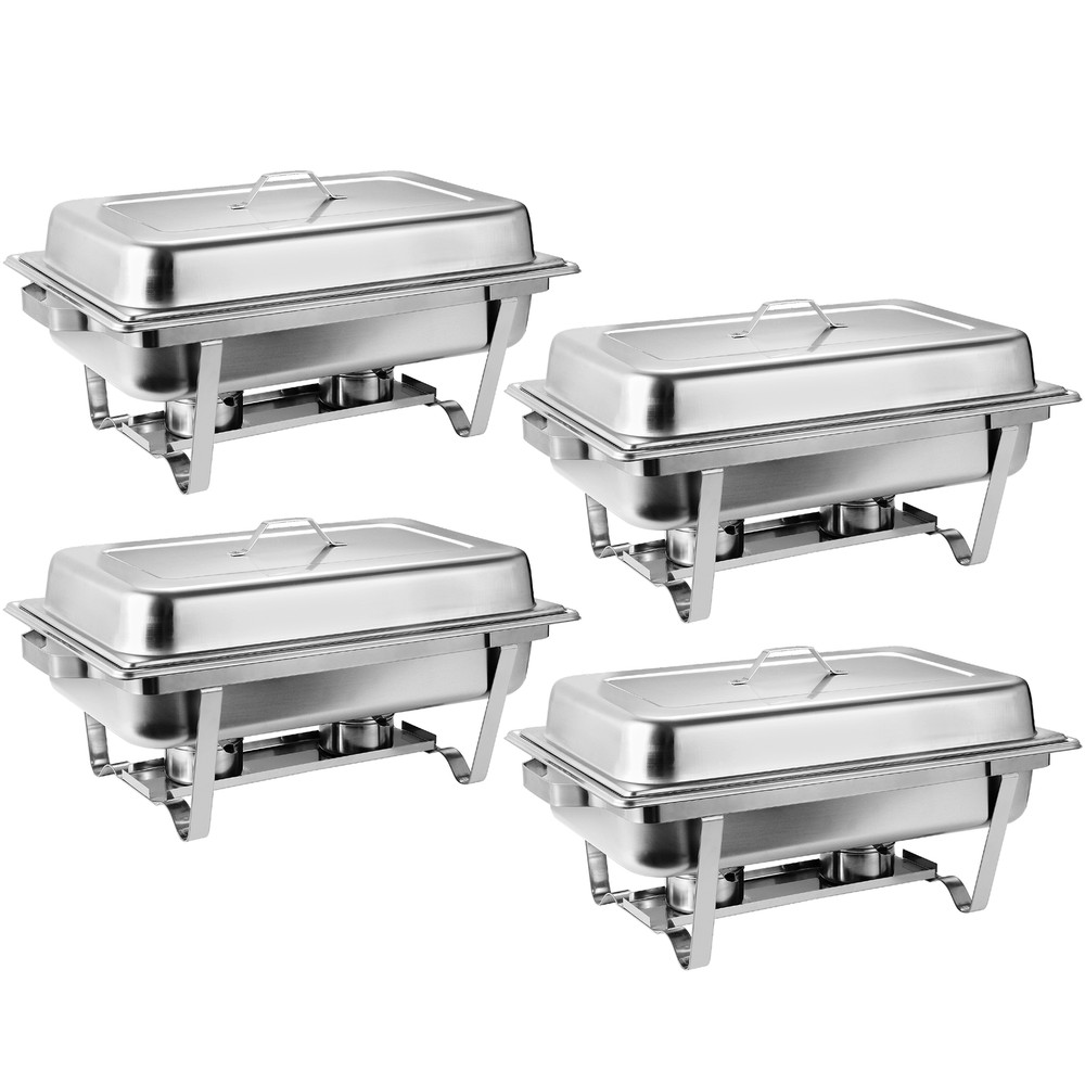 4PCS 8 Qt.Stainless Steel Rectangular Buffet Trays Chafer Chafing Dish Warmer