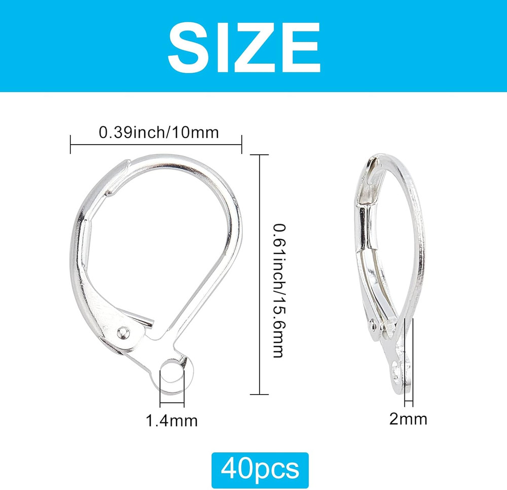 40Pcs Leverback Earrings Hooks Toggle Earring Clasps Lever Back Earring Hooks Ea