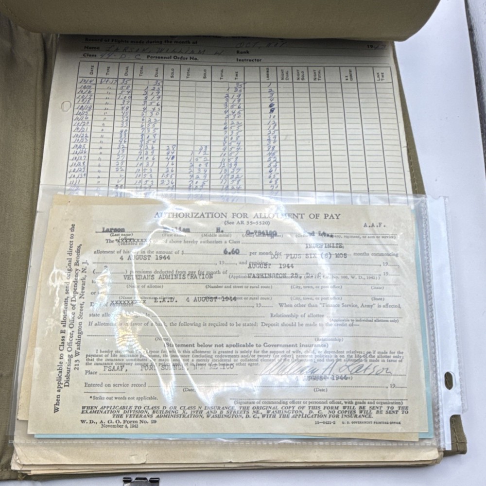 WWII US Army Air Force Pilot Navigation Kit Charts Docs Records Photos rare map