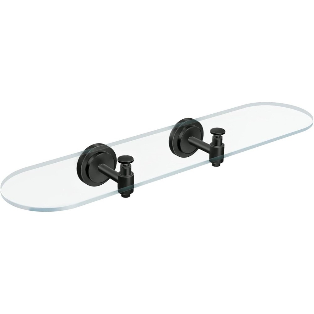 Moen DN0790BL Iso Vanity Glass Shelf Matte Black Bathroom Wall Mount 24"