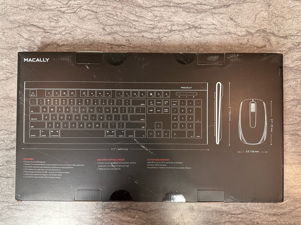👉 Macally 104-Key USB Keyboard & Mouse Combo – Brand New – Mac & PC Compatible