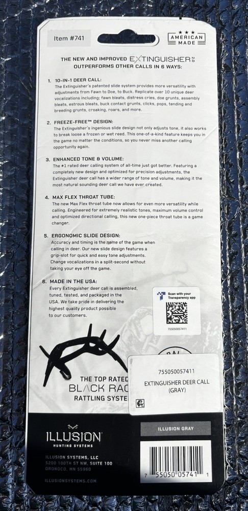 Illusion Systems Extinguisher Deer Call 2/0, Gray