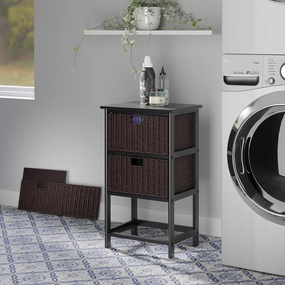 Omaha Storage Rack, 3 Storage Baskets, Black