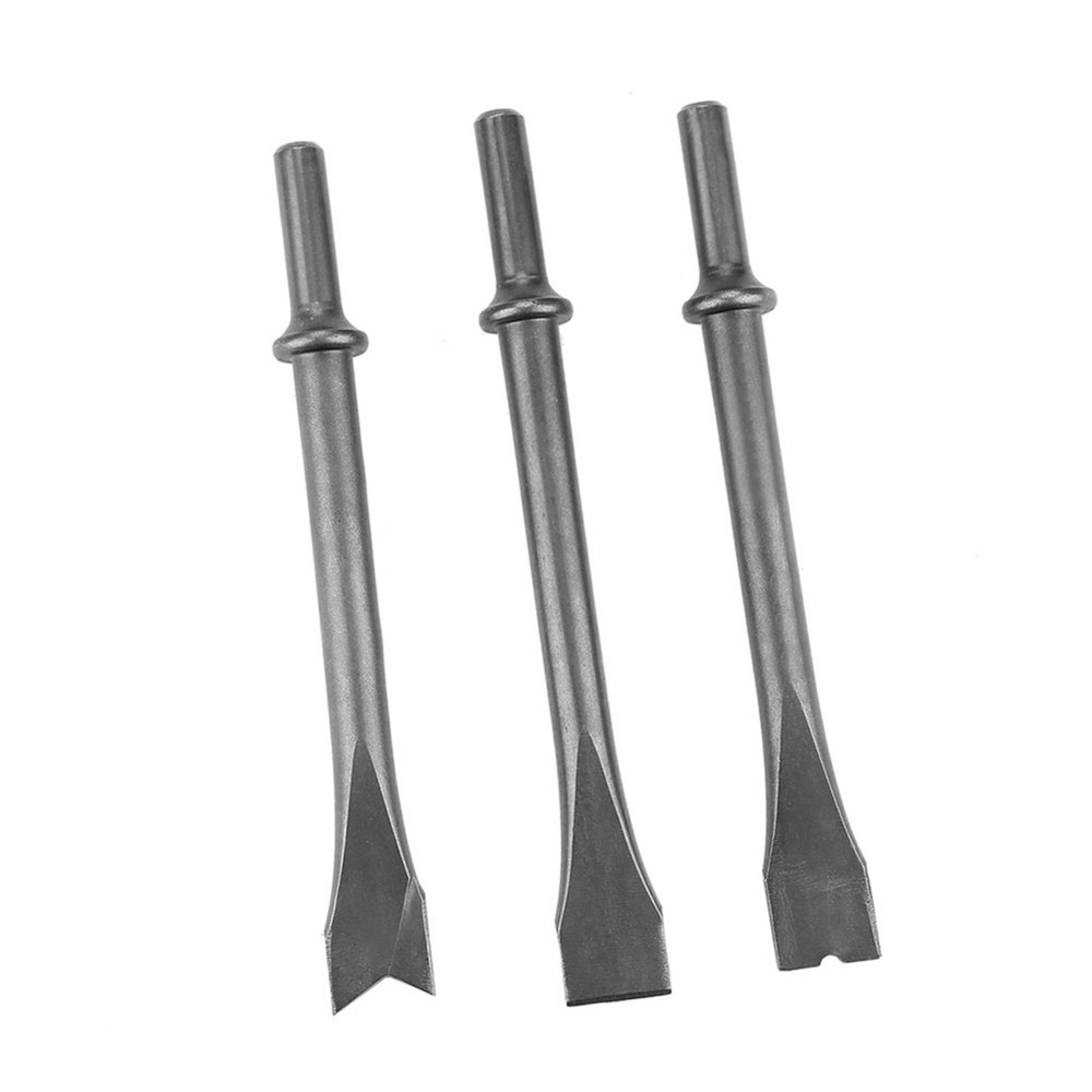 3pcs Air Hammer Chisel Set Extra Long Round Shank Pneumatic Hammer Bit Set