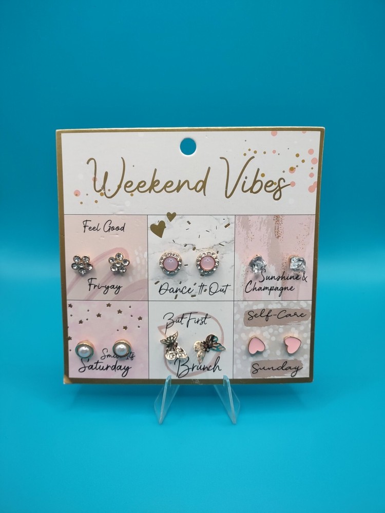 WEEKEND VIBES6 Pk Embellished Earring Set