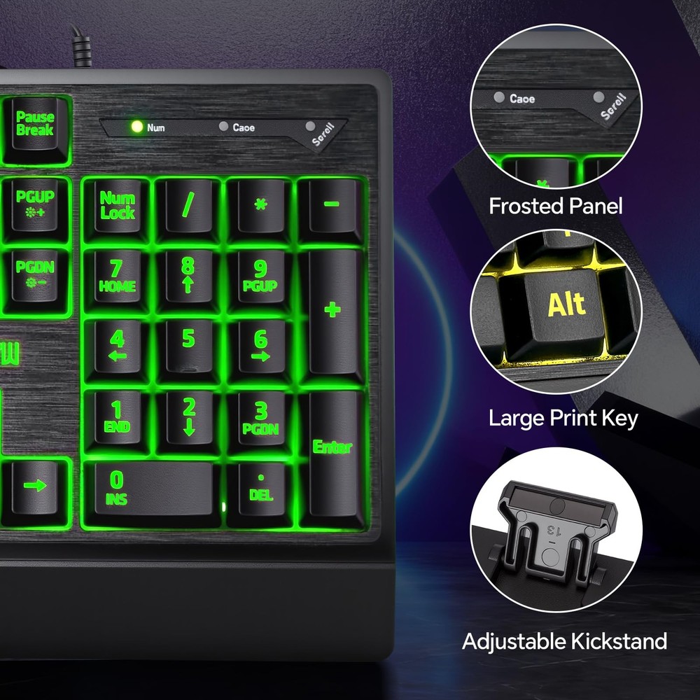 Large Font Computer Keyboard with Wrist Rest, Easy to View and Type, USB Plug...
