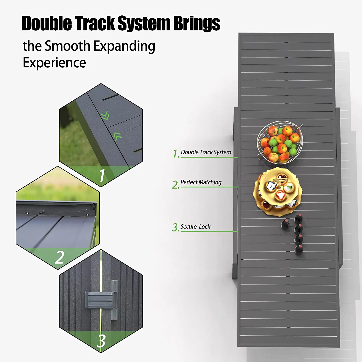 Domi Patio Dining Expandable Table Metal Aluminum Outdoor Table for Porch Lawn