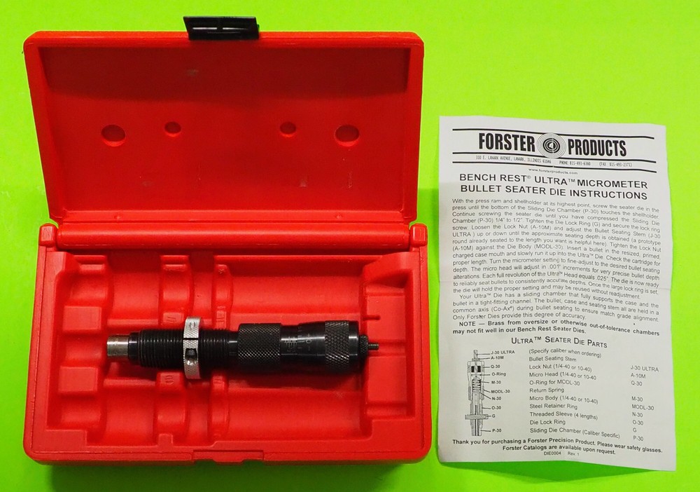 Forster 6mm Rem Ultra Micrometer Seater Die-(U00041)