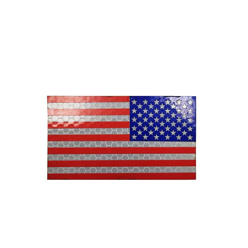 REFLECTIVE IR US AMERICAN FLAG REVERSE LEFT RIGHT SHOULDER 2 HOOK LOOP PATCHES