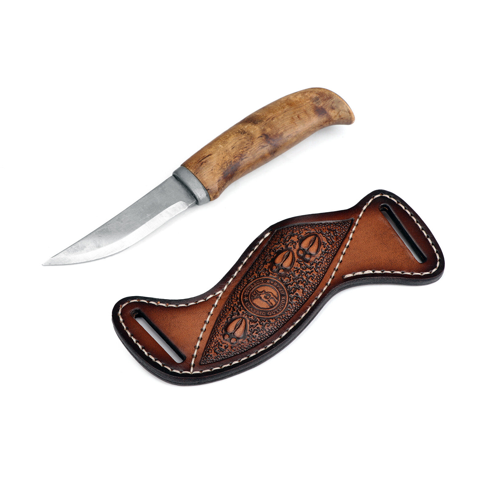 TOURBON Leather Fixed Blade Knife Sheath Slanted Pancake Belt Holster Hunting US