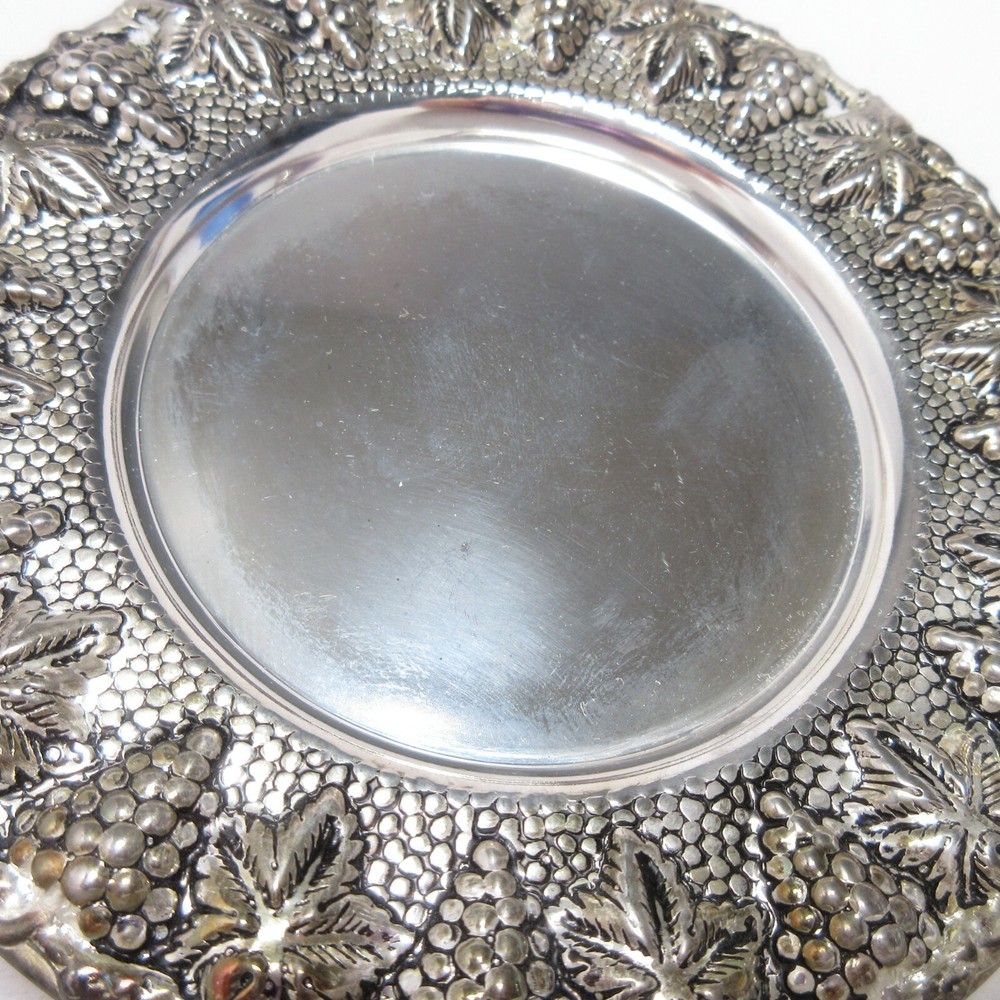 Godinger Silver Plate Art Grape Coaster 5" Saucer Silver-plated