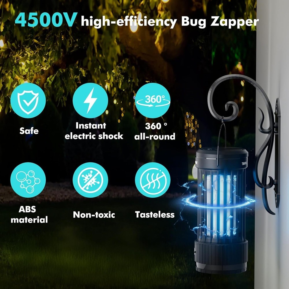 500V Mosquito Zapper Rechargeable, Portable Bug Zapper with Telescopic Light
