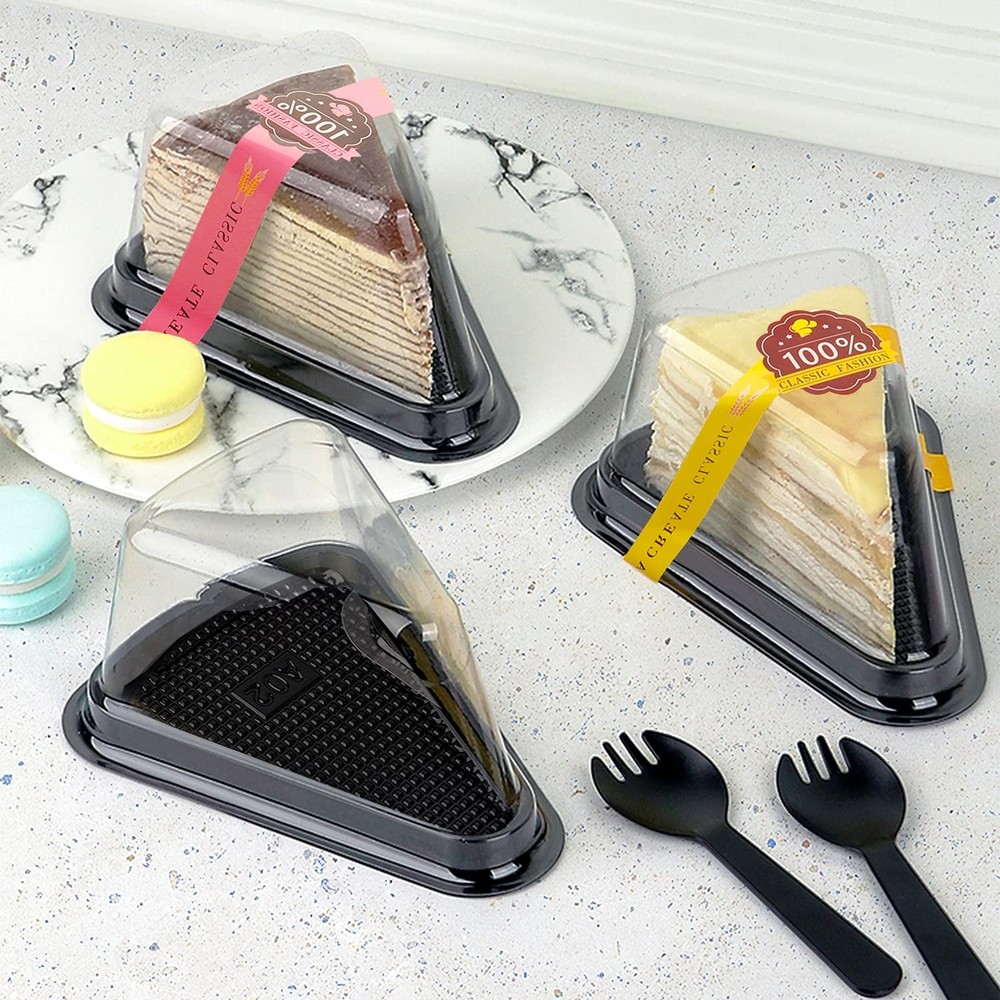 50 Pack Cake Slice Containers, Clear Plastic Cheesecake Containers Disposable...